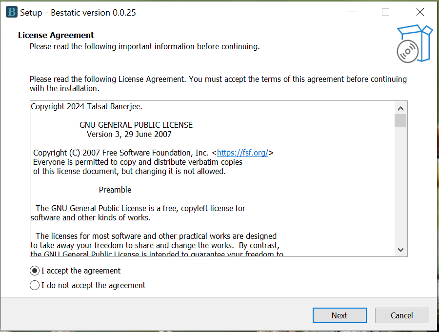 Bestatic license agreement