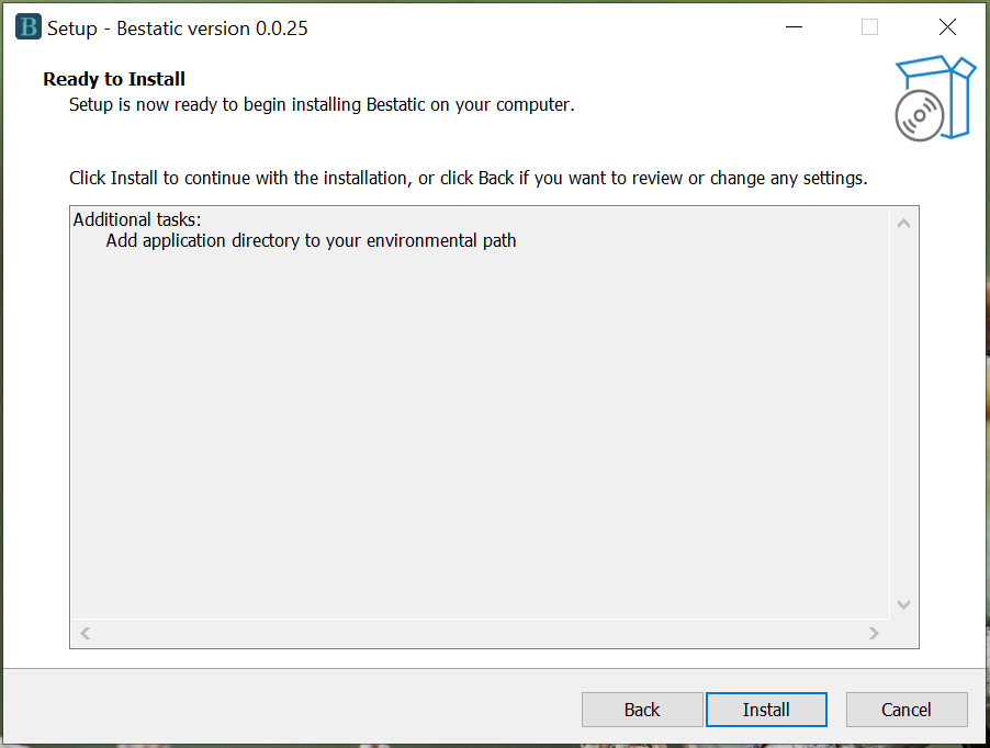 Bestatic ready to install
